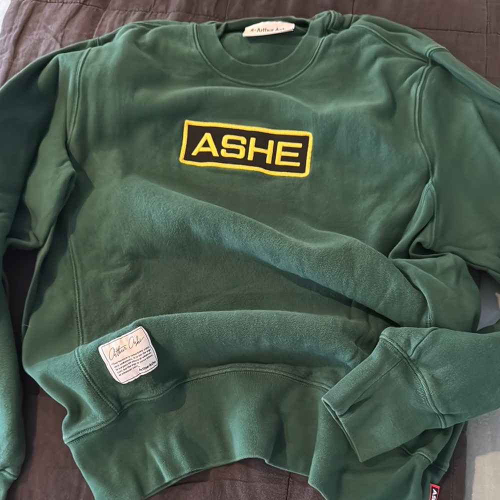 Arthur Ashe Green Sweatshirt with Yellow Logo
